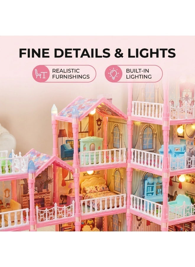 واي آند دي بيت دمى الأميرة المصنوع يدويًا للبنات، قلعة مكونة من 16 غرفة و3 شرفات، ألعاب قلعة مع أكثر من 35 قطعة إكسسوارات، أثاث واقعي ودمى، مجموعة ألعاب القلعة الفاخرة مع أضواء، هدية مثالية لأعياد الميلاد والعيد للبنات من سن 4 إلى 8 سنوات. - Image 4